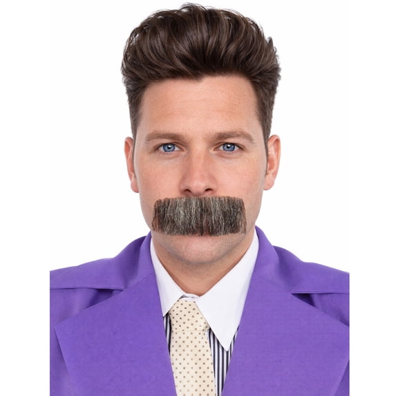 HPO Men's Premium Synthetic Hair Mustache – Self-Adhesive Multicolor Facial Hair for Halloween, Cosplay & Theater