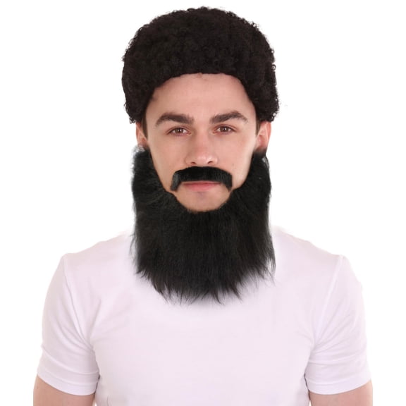 HPO Men's Synthetic Hair Black Costume Facial Hair, Beard Cosplay & Halloween