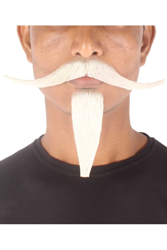 Men's Fake Mustache & Goatee Set – Long Synthetic Facial Hair for Cosplay, Multiple Colors