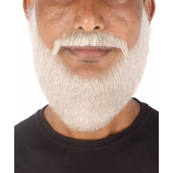 HPO Men's Synthetic Hair Short Beard Cosplay Costume Facial Hair Grey Color Beard & Mustache