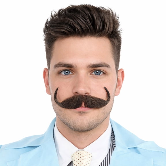 HPO Men's Watson White Synthetic Hair Mustache for Halloween