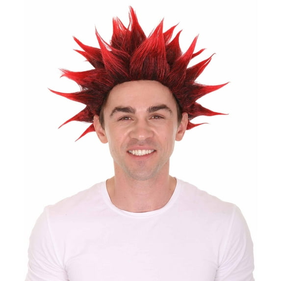 HPO Red Cosplay Halloween Costume Wig with Adjustable Ages Synthetic Fiber
