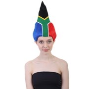 HPO | South Africa Flag Troll Wig | National Pride Long Multicolor Wig | Premium Breathable Capless Cap