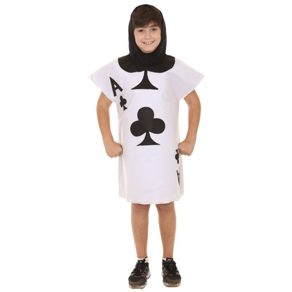 HPO Teen's Clubs Poker Card Storybook & Fairytale Costume | White & Black Color Best for Halloween