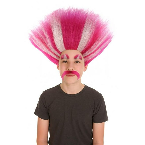 HPO Teen's Pink and White Color Head Wig, Adjustable for Halloween and Cosplay Wig