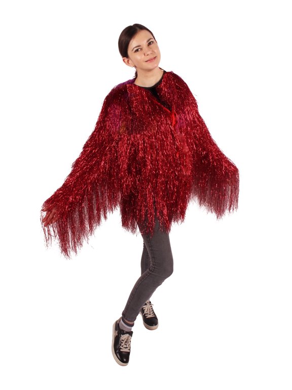 Unisex Tinsel Jacket Loose Fit Long Sleeve Carnival Halloween Cosplay Fancy Dress Outfit