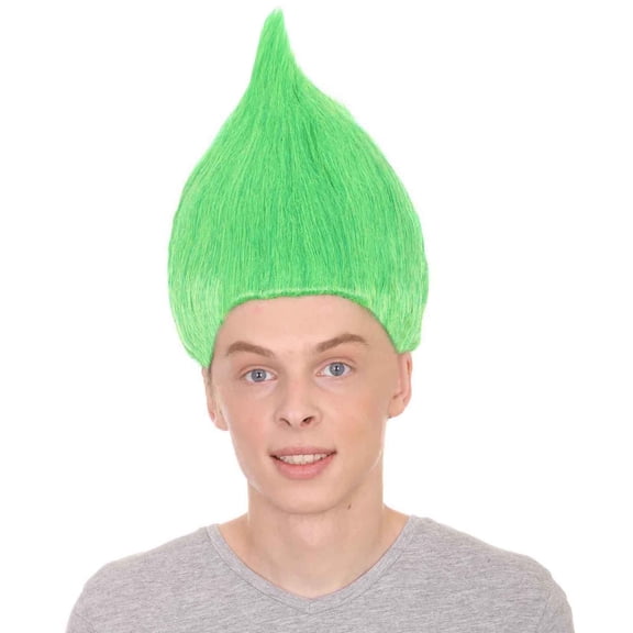 HPO Unisex Pointy Spiked Troll Wig, Heat Resistant Synthetic Costume Wig for Halloween Cosplay, Green