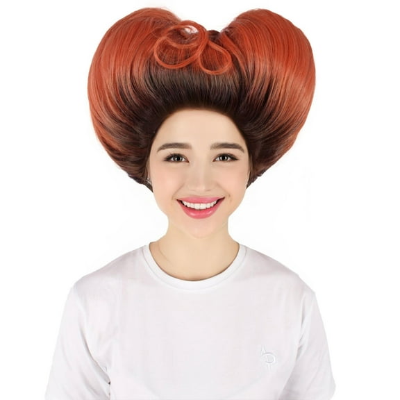 HPO Women's Canadian Drag Queen Heart-Shaped Wig in Brown | Fluffy Design Flame-Retardant Synthetic Fiber Hair for Halloween Cosplay