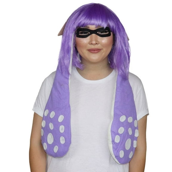 HPO | Women’s Inkling Wig and Ears with Mask Set | Multiple Colors | Video Game Cosplay Wig | Capless Cap | For Teens and Adults