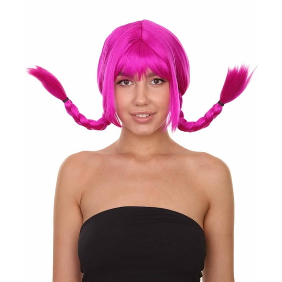 HPO Women's Pink Halloween Costume Wig, Adjustable for Adult