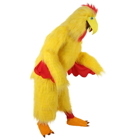 HPO Adult Unisex Chicken Mask, Yellow and Red Costume, Mask and Bundle - Long Synthetic Fibers