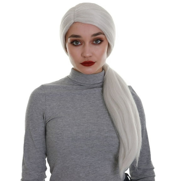 HPO adult Mythical Goddess | Women's Grey Color Straight Long Length Ponytail Trendy Mythical Goddess Wig