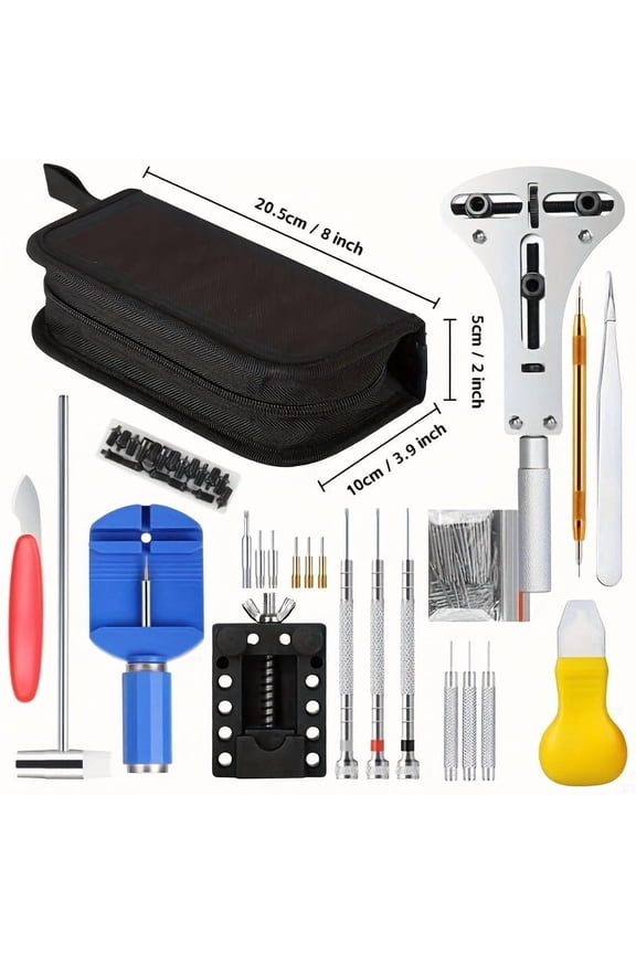 147-in-1 Professional Watch Repair Kit Full Tool Set for Case Back Opening, Strap Adjustment, and Maintenance (Black).