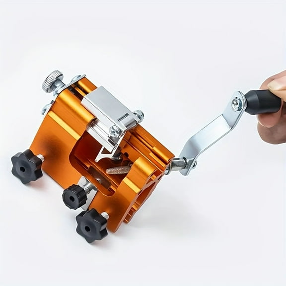 HPQ Hand-Crank Chainsaw Sharpener  Compact Chain Saw Grinding Tool for Quick Blade Sharpening, Fits Most Chainsaws.