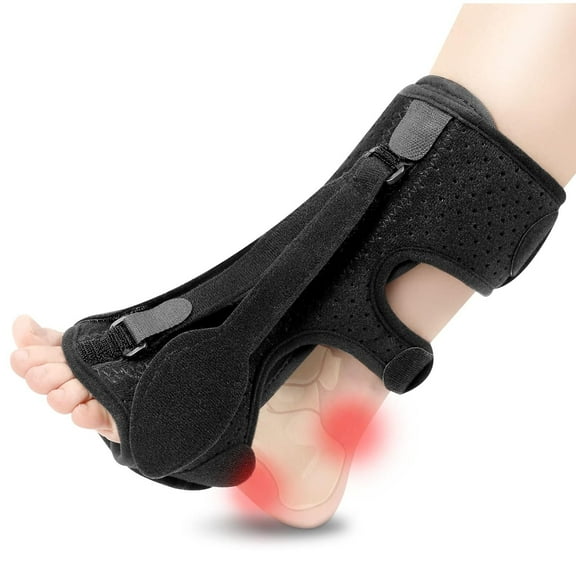 HPQ Plantar Fasciitis Night Splint, Plantar Fasciitis Relief Brace, 3 Adjustable Straps Relief Brace for Foot Drop, Achilles Tendonitis & Heel Pain - Day & Night Support (Black)