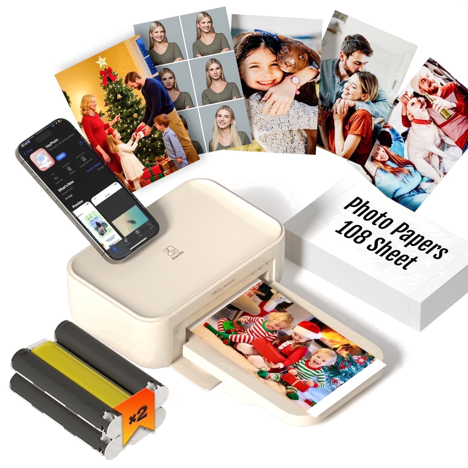 HPRT 4x6  Instant Photo Printer with 108 Sheets & 2 Cartridges