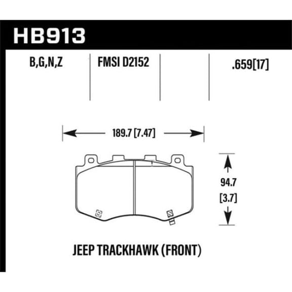 HPS 5.0 Front Brake Pads for 2018-2019 Jeep Grand Cherokee Trackhawk