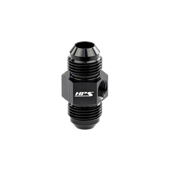 HPS AN191-03 AN to NPT Adapter Fitting, Male to Male with 1/8" NPT Female Port, Aluminum, Size: AN-3, Angle: Tee, Black