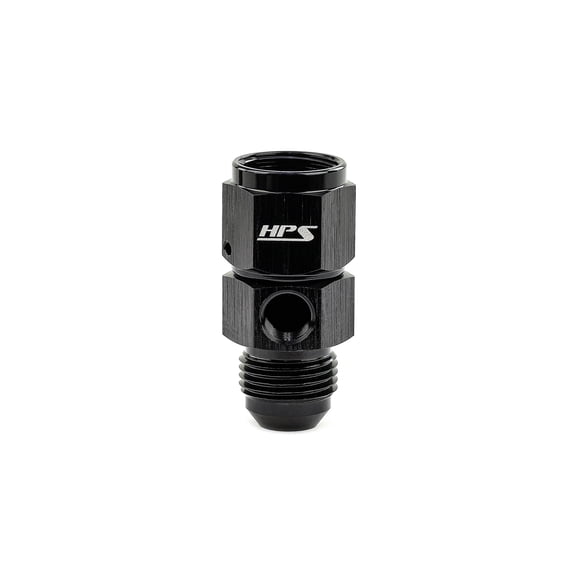 HPS AN192-10 AN to NPT Adapter Fitting, Male to Female Fuel Pressure Gauge with 1/8" NPT Female Port, Aluminum, Size: AN-10, Angle: Tee, Black