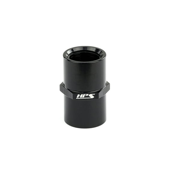 HPS AN910-02 AN NPT Female To NPT Female Coupler Adapter Fitting, Aluminum, Size: 1/4 NPT, Angle: Straight, Black