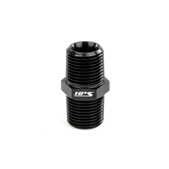 HPS AN911-08 AN NPT Male To NPT Male Union Coupler Adapte Fitting, Aluminum, Size: 3/8 NPT, Angle: Straight, Black
