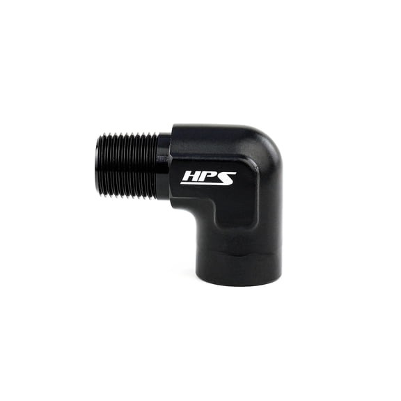 HPS AN914-01 AN NPT Male To NPT Female Adapter Fitting, Aluminum, Size: 1/8 NPT, Angle: 90 degree, Black