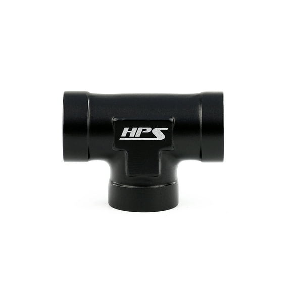 HPS AN917-03 AN NPT Female Tee Coupler Adapter Fitting, Aluminum, Size: 3/8 NPT Female, Angle: Tee, Black