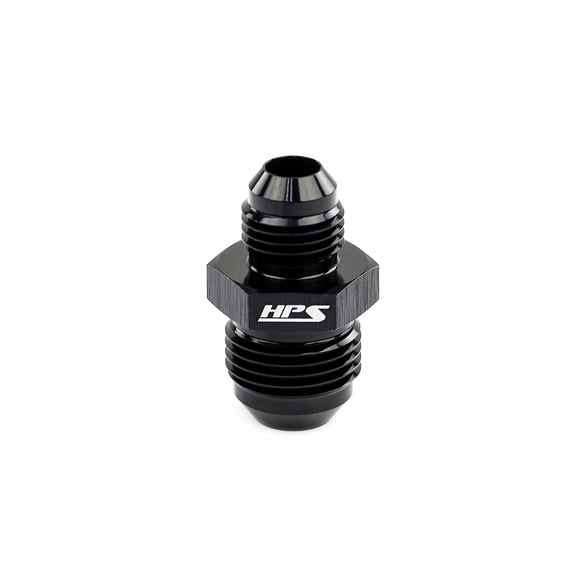 HPS AN919-2 AN Male To Male Reducer Union Coupler Adapter Fitting, Aluminum, Size: AN-4 to AN-3, Angle: Straight, Black