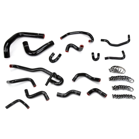 HPS Black Silicone Radiator and Heater Hose Kit Coolant Compatible for 1990-1991 Toyota 4Runner 3.0L V6 with Rear Heater Left Hand Drive, 57-2191-BLK