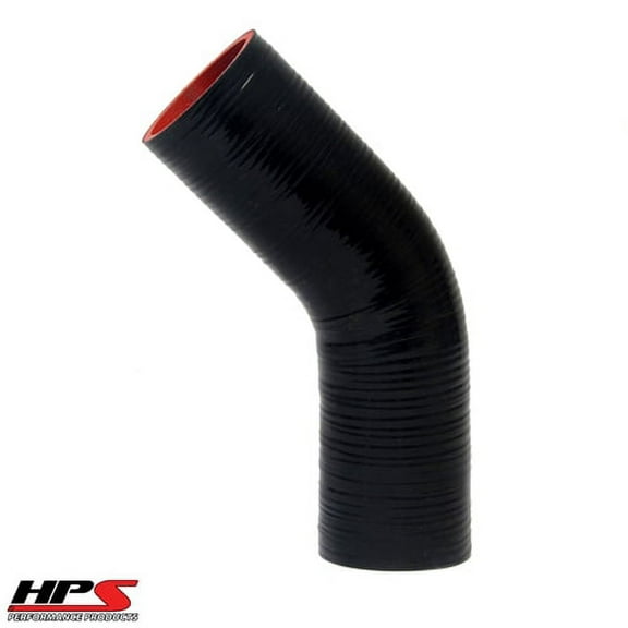 HPS HTSEC45-125 1-1/4" ID 4" 4-ply Black Silicone 45 Degree Elbow Coupler Hose