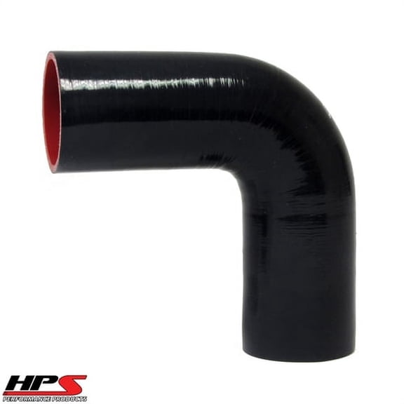 HPS HTSEC90-500-BLK 5" ID 4" 4-ply Black Silicone 90 Degree Elbow Coupler Hose