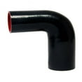 thumbnail image 1 of HPS HTSER90-300-400 3"-4" ID 4" 4-ply Black Silicone 90 Deg. Elbow Reducer Hose, 1 of 3