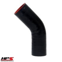 HPS High Temp 3.25" ID 4-ply Reinforced Silicone 45 Degree Elbow Coupler Hose Black (83mm ID)