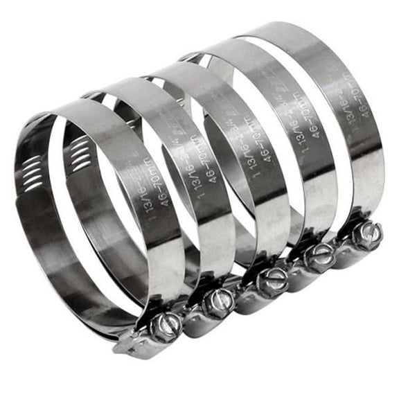 HPS Performance 5.63-6.5 in. Stainless Steel Worm Gear Clamp with Liner - Pack of 5