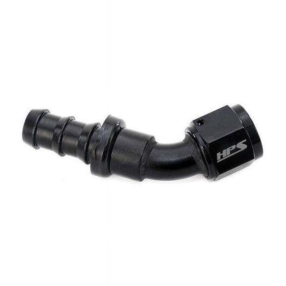 HPS Performance -6 AN 45 deg Aluminum Push-on Hose End, Black