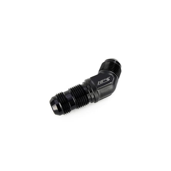 HPS Performance AN837-10 AN Male to Male Bulkhead Adapter Fitting, Aluminum, Size: AN-10, Angle: 45 degree, Black