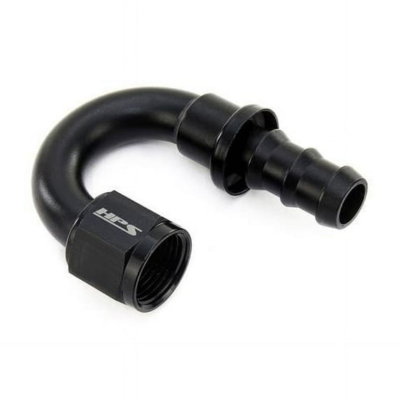 HPS Performance HPS-150-1808 -8 AN 180 deg Aluminum Push-on Hose End, Black