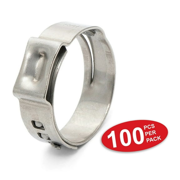 HPS Stainless Steel Ear Clamp, Effective Diameter Range: 14.1mm - 16.6mm, 100 PCs Pack, EC-0166x100