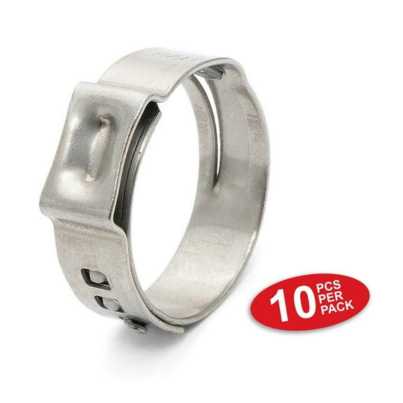 HPS Stainless Steel Ear Clamp, Effective Diameter Range: 9.6mm - 11.3mm , 10 pcs per Pack , EC-0113x10