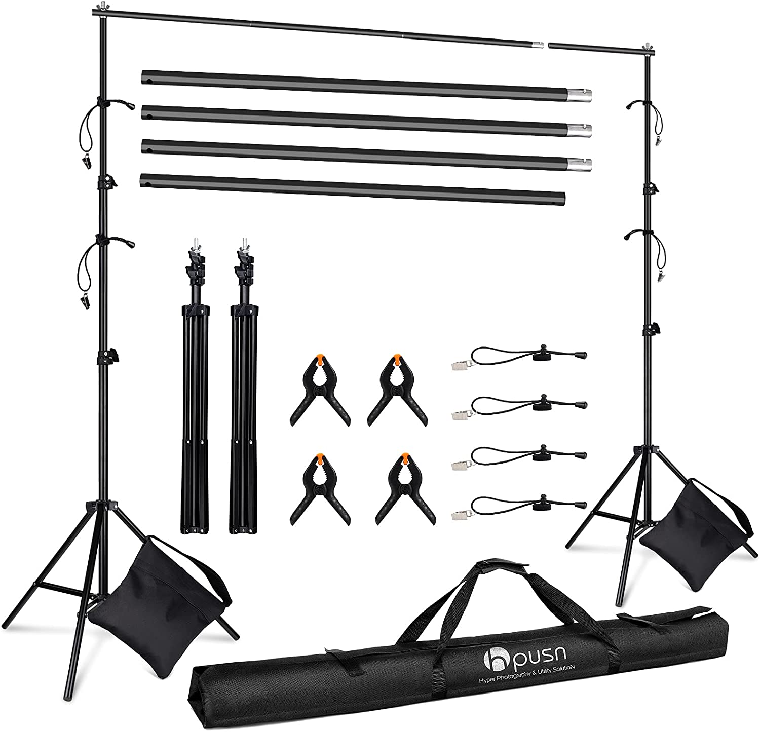 HPUSN Adjustable Backdrop Stand Kit 10ft Photo Video Studio for