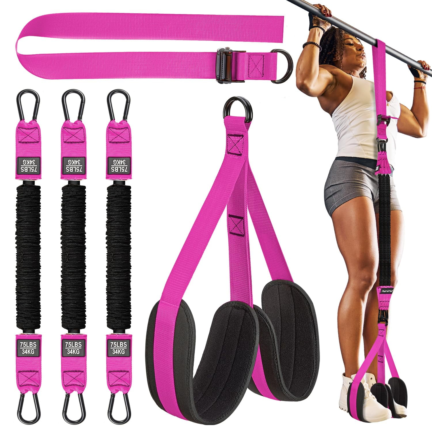 HPYGN Pull Up Assistance Bands Heavy Duty Resistance Band for Pull Up Bar Adjustable Weight Size with Fabric Feet Knee Rest Patented Pull Up Assist Band Walmart