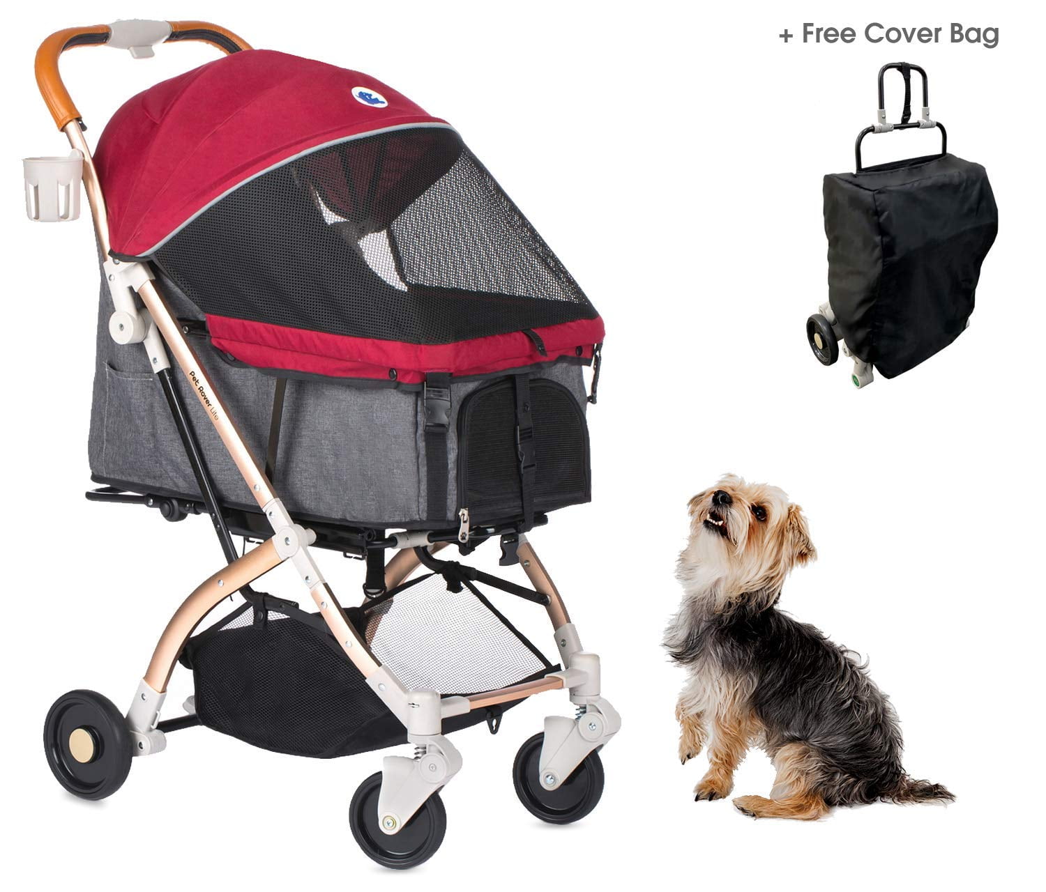 HPZ Rover Lite Travel Dog Cat Pet Stroller Ruby Red Walmart