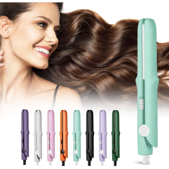 HPZZ 2025 New Mini Dual Purpose Curling Iron, 2 in 1 Mini Curling Wand & Flat Iron Hair Straightener, Portable Travel Curling Wand for Women Short Hair, Hair Straightener for All Hair Types
