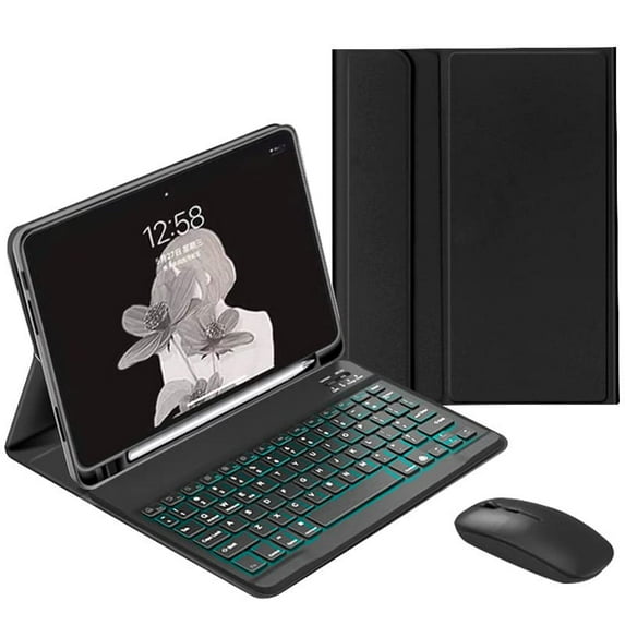 HPZZ Backlit Keyboard Case Compatible with Galaxy Tab A7 Lite 8.7 Inch 2021 Model (SM-T220/T225/T227), Slim Lightweight Stand Cover with Magnetically Detachable Wireless Bluetooth Color Keyboard