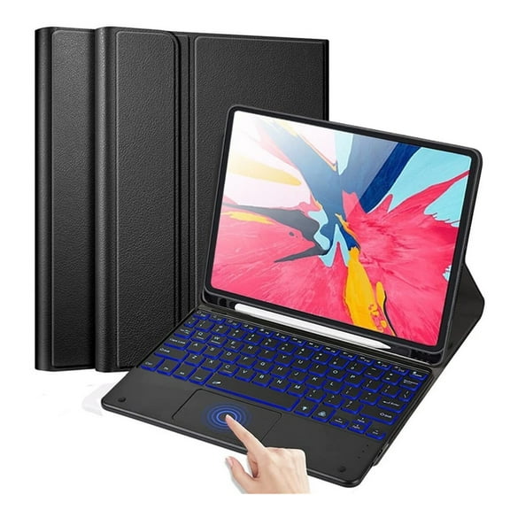 HPZZ Backlit Touchpad Keyboard Case Compatible with iPad Pro 12.9" 2017/2015, Magnetically Detachable Wireless Bluetooth Keyboard Cover with Pencil Holder for iPad Pro 12.9 1st / 2nd Gen, Black