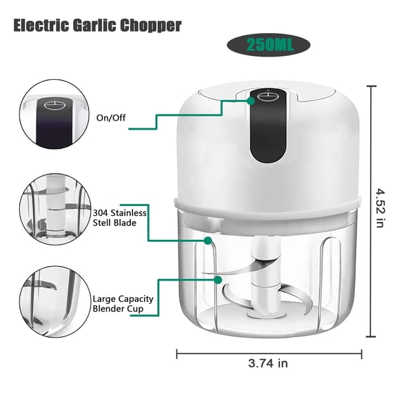 HPZZ Chopper,Electric Mini Garlic Chopper, Usb Rechargebale Electric Garlic Grinder,Spice Grinder Small