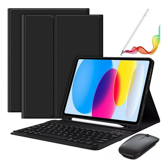 HPZZ Compatible with IPad 10th Gen 10.9'' Case with Keyboard, Mouse & Pencil - All-in-One Protection and Productivity Solution
