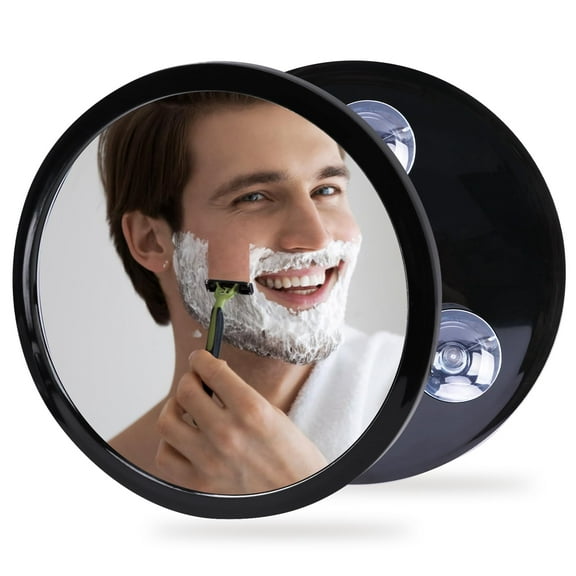 HPZZ Fogless Shower Mirror for Shaving and Makeup with 3 Removable Powerful Suction Cups, Shatterproof Anti Fog Mirror for Shower and Bathroom, Glassless Safety Kids Mirror (Black)
