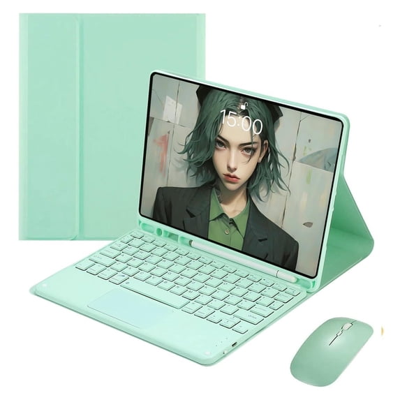 HPZZ Keyboard Case Compatible with Samsung Galaxy Tab S6 Lite 10.4" 2024/2022 / 2020,Slim Smart Case Detachable Stand Tablet Keyboard Case and 1 Mouses,with Smart Touchpad Built in Pencil Holder