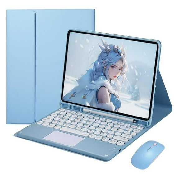 HPZZ Keyboard Case Compatible with Samsung Galaxy Tab S9 FE 10.9" / S9 11" 2023,Slim Smart Case Detachable Tablet Rounded Keyboard and Mouses,with Smart Touchpad Built in Pencil Holder